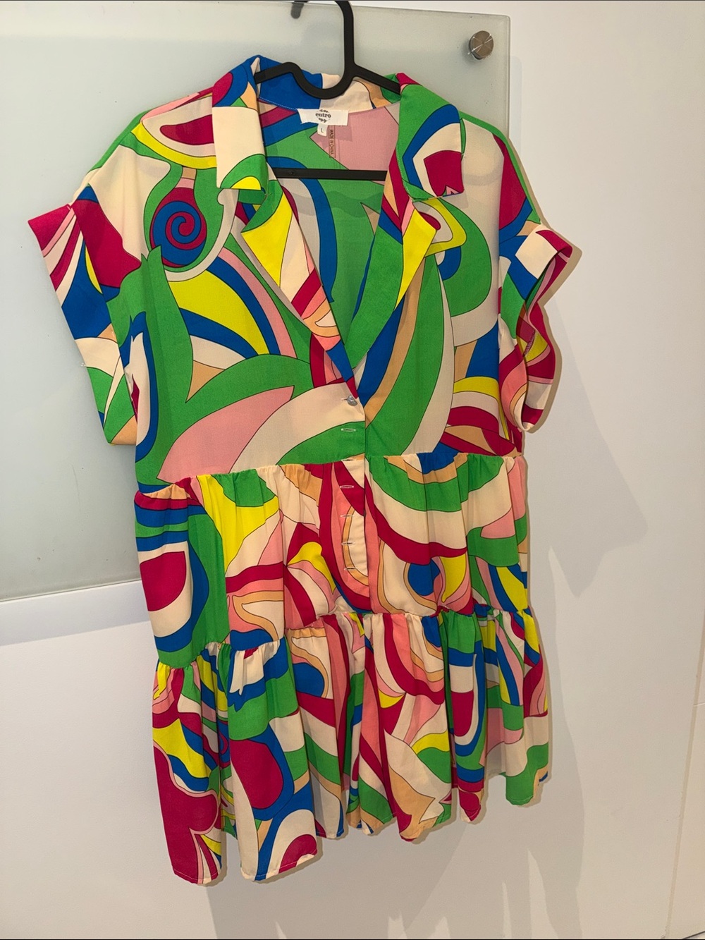 Vibrant Abstract Swirl Tiered Romper - Multi